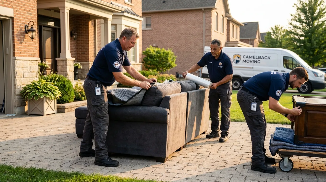 Large estate moving crew wrapping furniture in Von Ormy, TX
